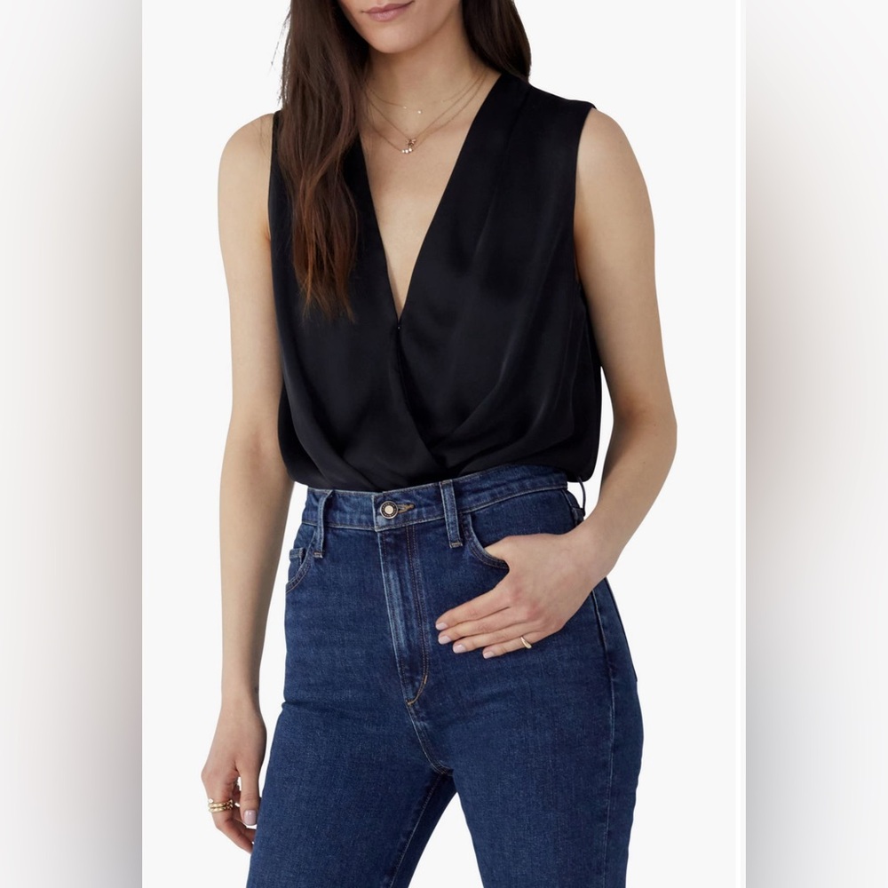 +Favorite Daughter The Date Sleeveless Wrap Bodysuit Black Classic